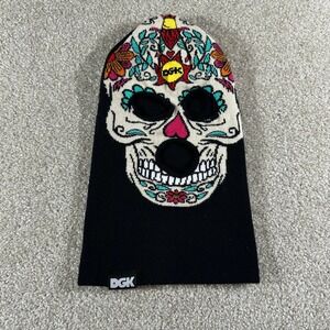 DGK Muertos Sugar Skull Balaclava Ski Mask Black Knit Face Mask Streetwear
